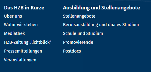 Fuzeile: Links fr bestimmte Interessen